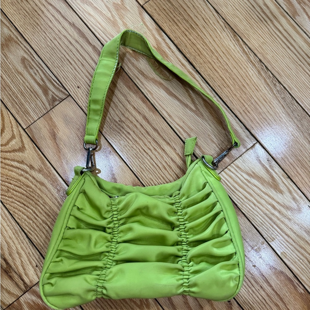 Lime Green Ruched Shoulder Bag